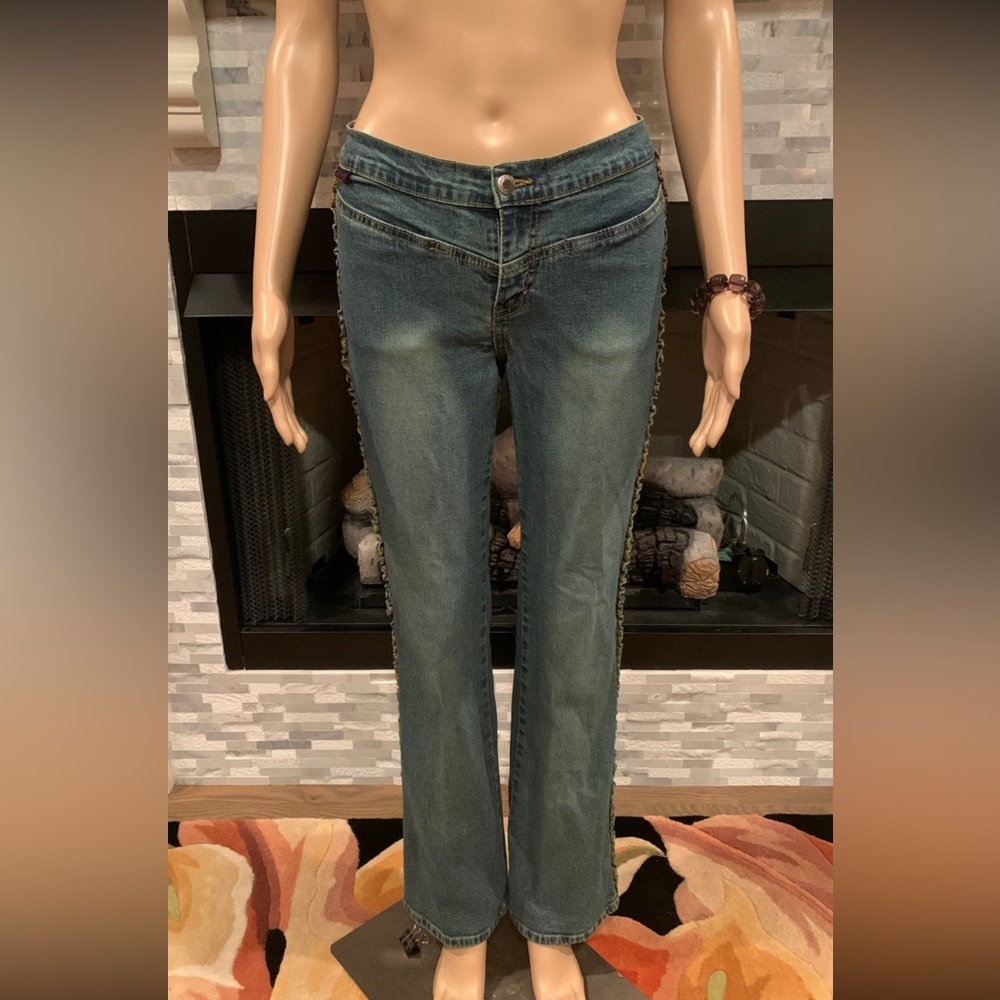 US Polo ASSN Low Rise Stretch Side Ruffles Bootcut Jeans size 7/8